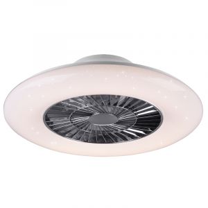 Chromowany wentylator sufitowy nowoczesny, Damia, 40W, regulowana ciepła do zimnej bieli LED, z pilot