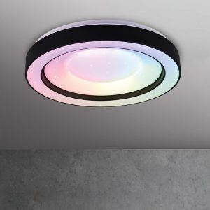 Czarny plafon sufitowy nowoczesny, Navin, 22W, RGBW LED, z pilot