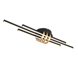 Czarny plafon sufitowy nowoczesny, Saloua, 20W, 3000K LED, ściemniana w 3 krokach