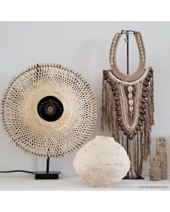 Rattanowa lampa stołowa brązowa, Cordoba, z przełącznik