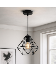 Industrialna lampa wisząca czarna, Jochem