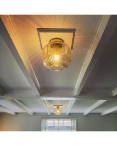 Retro lampa sufitowa bursztynowa, Charlois