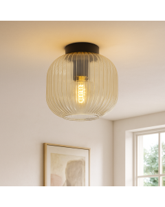 Retro lampa sufitowa bursztynowa, Charlois