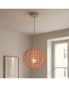 Rattanowa lampa wisząca różowa, Roza