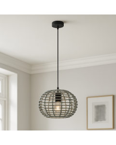 Rattanowa lampa wisząca szara, Roza