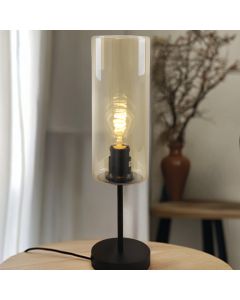 Nowoczesna lampa stołowa bursztynowa, Gaya, z przełącznik
