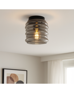 Szklana lampa sufitowa szara, Karen