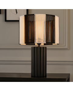 Rustykalna lampa stołowa czarna, Juno, z przełącznik