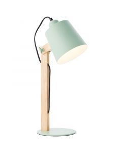 Drewniana lampa stołowa zielona, Dorina, z przełącznik
