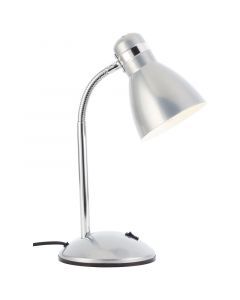 Plastikowa lampa biurkowa srebrna, Santana, z przełącznik