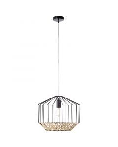 Drewniana lampa wisząca czarna, Luisa
