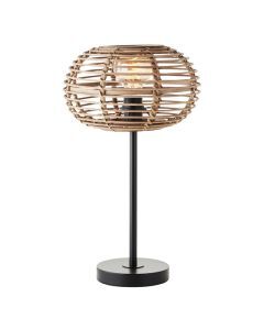 Rattanowa lampa stołowa brązowa, Sevim, z przełącznik