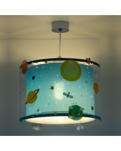 Niebieska lampa wisząca dla dzieci plastikowa, Planets