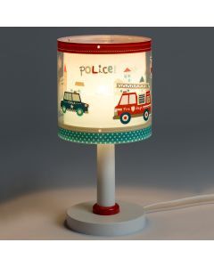 Niebieska lampa stołowa dla dzieci plastikowa, Police, z przełącznik