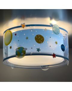 Niebieska lampa sufitowa dla dzieci plastikowa, Planets
