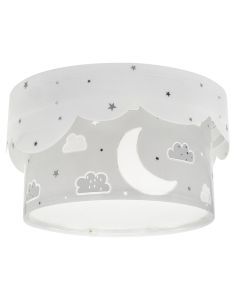 Szara lampa sufitowa dla dzieci plastikowa, Moon