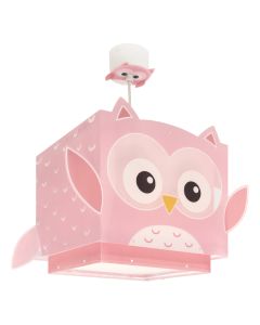 Plastikowa lampa wisząca dla dzieci różowa, Owls