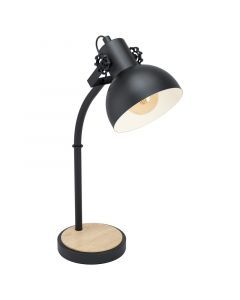 Drewniana lampa stołowa brązowa, Elmira, z przełącznik