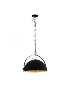 Stalowa industrialna lampa wisząca półkula czarna, Nickolas