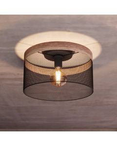 Drewniana industrialna lampa sufitowa czarna, Ilkay
