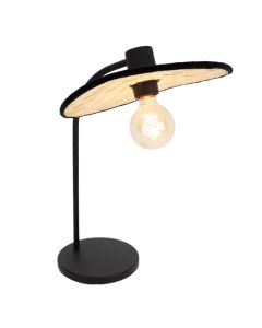 Drewniana rustykalna lampa stołowa brązowa, Jillah, z przełącznik