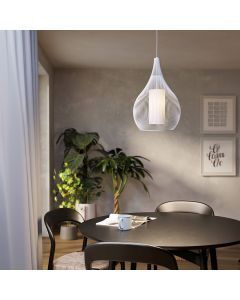 Szklana industrialna lampa wisząca biała, Maritima