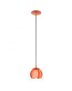 Szklana design lampa wisząca miedziana, Iroma