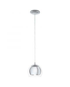 Szklana design lampa wisząca chromowana, Iroma