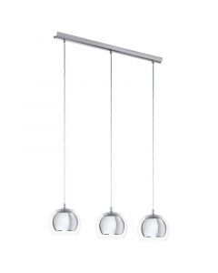 Szklana design lampa wisząca chromowana, Iroma