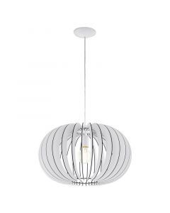 Drewniana rustykalna lampa wisząca biała, Kiran