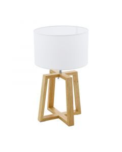 Drewniana lampa stołowa brązowa, Maico, z przełącznik
