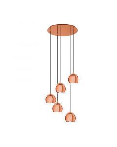 Szklana design lampa wisząca miedziana, Iroma