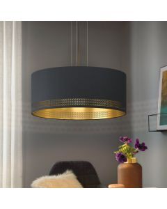 Tkanina nowoczesna lampa wisząca czarna, Niko