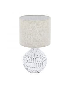 Ceramiczna lampa stołowa biała, Angele, z przełącznik