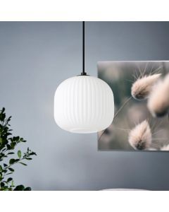 Szklana retro lampa wisząca biała, Elvera