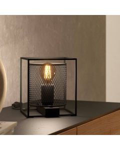 Aluminiowa industrialna lampa stołowa czarna, Thiemo, z przełącznik