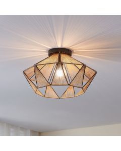 Stalowa rustykalna lampa sufitowa brązowa, Yessica