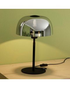 Szklana lampa stołowa czarna, Miam, z przełącznik