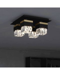 Szklana design lampa sufitowa czarna, Wensley