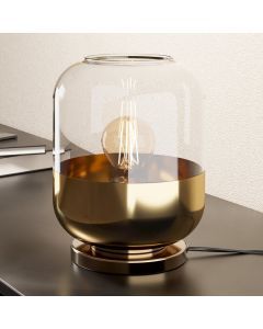 Szklana design lampa stołowa złota, Jeanny, z przełącznik