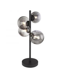 Szklana design lampa stołowa czarna, Melinda, z przełącznik