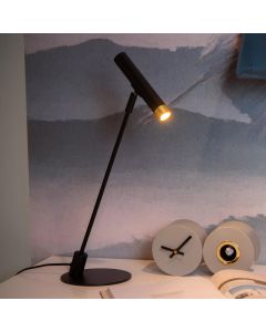 Czarna lampa stołowa nowoczesna, Alec, z przełącznik