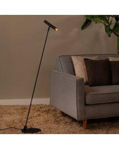 Czarna lampa stojąca nowoczesna, Alec, z przełącznik