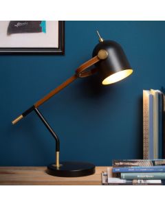 Brązowa lampa biurkowa retro, Waylon, z przełącznik