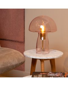 Różowa lampa stołowa nowoczesna, Fungo, z przełącznik