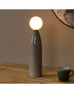 Ceramiczna lampa stołowa szara, Figaro, z przełącznik