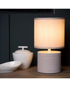 Ceramiczna lampa stołowa szara, Greasby, z przełącznik
