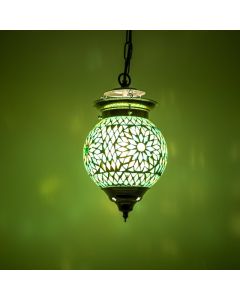 Mozaikowa orientalna lampa wisząca zielona, Nisrin