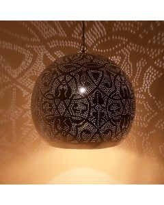 Filigranowa orientalna lampa wisząca biała, Alyssa