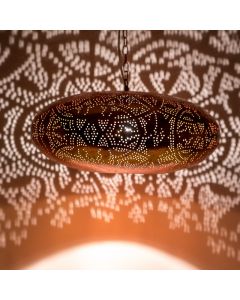 Filigranowa orientalna lampa wisząca miedziana, Zina